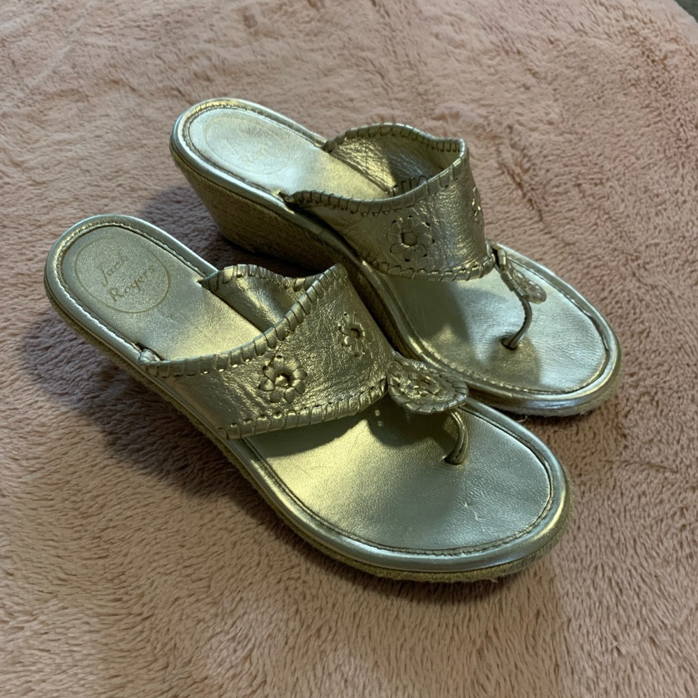 Gold Jack Rogers Wedges